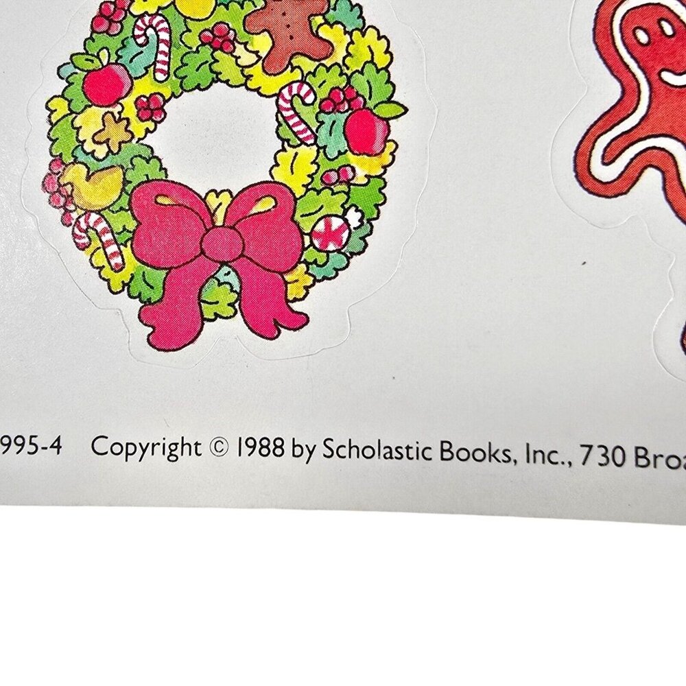 1988 Scholastic Merry Christmas Sticker Sheet Holly Kowitt Holiday Stickers VTG - Picture 6 of 11